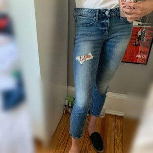 Gap cropped and distressed skinny jeans
